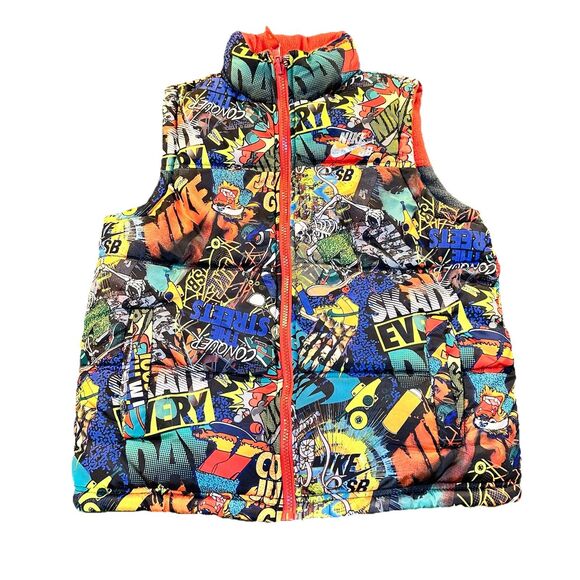 Nike SB Boys Reversible Full Zip Colorful Puffer Vest Small Child 8-10 Years - Picture 1 of 14
